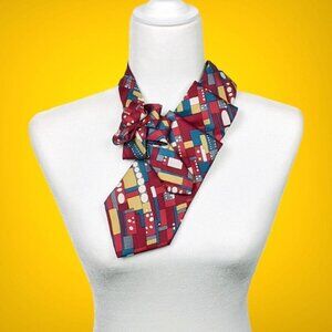 Red Abstract Ascot Scarf - Sustainably Made Accessories - Women's Ties